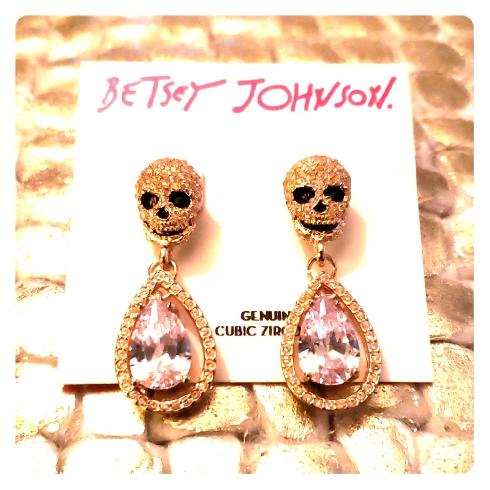 Betsey Johnson Skull Teardrop Earrings